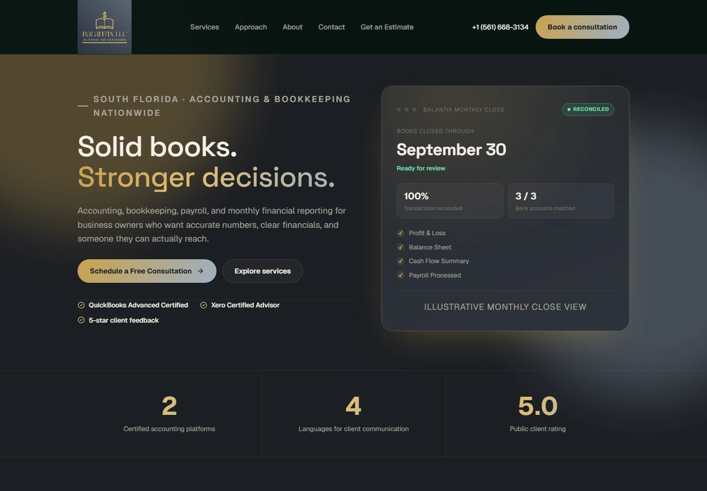 Balantix live bookkeeping and advisory website
